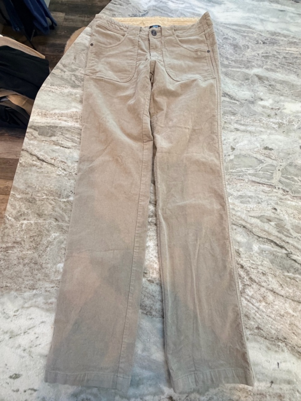 Kuhl Womens Size 4 Tan Corduroy Pants Outdoor Hiking Stretch Straight Leg